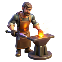 Blacksmith Three Dimensional Model Anvil, Hammer, Forge in a Creative Scene of Design png