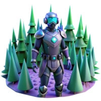 Cybernetic Forest Ranger A futuristic ranger navigating the digital forest, capturing the essence of innovation in a digital world. png