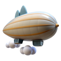 Retro Airship 3D Render A dynamic depiction of an airship navigating the skies, capturing the essence of retro-futuristic design. png