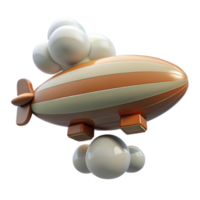 Cartoon Airship Soaring in a Whimsical Three Dimensional Scene of Adventure png