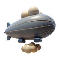 Cartoon Airship 3D Render A whimsical 3D render of a cartoon airship, capturing the essence of adventure and playful design. png
