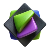 Abstract 3D Render of Interlocking Colorful Shapes png