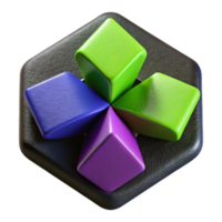 Abstract 3D Render of Colorful Cubes on Dark Hexagon Background png