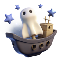 Ethereal Ghost Ship Sailing Under a Canopy of Night Stars in a Three Dimensional Render png