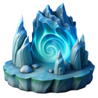 Icy Spiral Cave 3D Render - A captivating 3D render of a spiral cave with icy elements highlighting its mystical and enchanting presence png