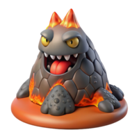 Lava Monster Three Dimensional Model with Fiery Details and Dynamic Form png