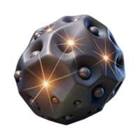 Glowing 3D Abstract Sphere, Metallic Texture, Illuminated Facets, Geometric Design, Dark Background, Shiny Surface, Space-like Render, Complex Structure, Intricate Details png