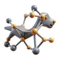 3D Render of Abstract Dog Molecular Structure png
