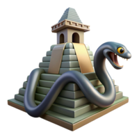 Serpent Pyramid 3D Render A dynamic depiction of a serpent navigating a world of pyramids, captured in a stunning three-dimensional render. png