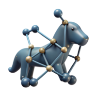 3D Render of a Stylized Horse Figurine with Molecular Structure png