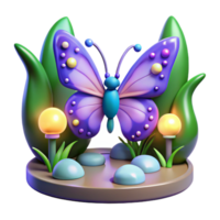 Three Dimensional Butterfly Garden Scene in a Majestic Scene of Enchantment png