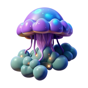 brilhando cogumelo nuvem dentro uma três dimensional render do radiante beleza png