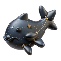 3D Render of a Cute Black and Gold Celestial Fish Illustration png