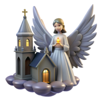 Angel Church Candle Wings Faith Hope Heaven Light Peace Holy in a Mystical Setting with Enchanting Atmosphere png
