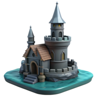 Stylized Castle 3D Model A unique 3D model of a stylized castle, capturing its magical atmosphere and enchanting design. png
