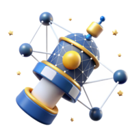 3D Render of Futuristic Space Satellite Orbiting Stars png
