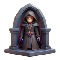 Dark Hooded Figure in Archway - A mysterious depiction of a dark hooded figure standing in an archway creating an aura of intrigue and suspense png