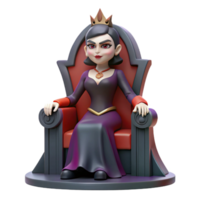 Evil Queen on Throne 3D Model A majestic 3D model of an evil queen on a throne, capturing her regal presence and intense power. png