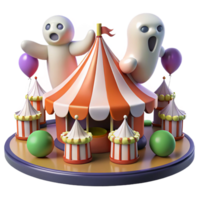 Spooky Carnival Fun A dynamic depiction of a carnival navigating a world of spooky fun, capturing the essence of mystery in a digital world. png