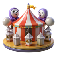 Whimsical Carousel in a Playful Three Dimensional Render of Fun png