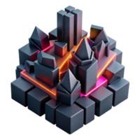Abstract 3D Render of Geometric Shapes Illuminated with Neon Lights png