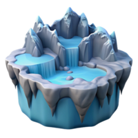 Icy Mountaintop Waterfalls A serene depiction of waterfalls navigating an icy mountaintop, capturing the essence of tranquility in a digital world. png