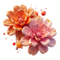 3D Render Peach and Pink Flowers Abstract Background Image png