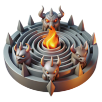 Infernal Maze Fire Fury A dynamic depiction of a maze ablaze with fire, capturing the essence of fury in a digital world. png
