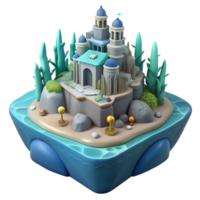Island Temple in a Three Dimensional Render of Exotic Beauty png