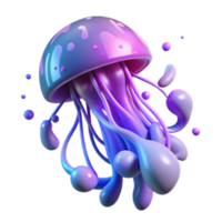 Neon Jellyfish 3D Render Abstract Background Image png