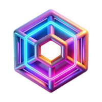 Neon Hexagon 3D Render Abstract Background Image png