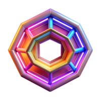 Octagonal 3D Render Neon Light Geometric Abstract Background png