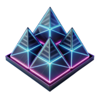 Neon Pyramid Cluster 3D Render Abstract Background Image png
