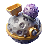 3D Render Cratered Planet with Vehicle A realistic 3D render of a cratered planet with a vehicle, capturing the essence of space exploration and advanced technology. png