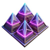 Neon Pyramid Cluster 3D Render Abstract Background png