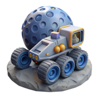 Lunar Rover on Cratered Moon - A dynamic depiction of a lunar rover exploring a cratered moon capturing the essence of space adventure and discovery png