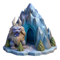 Ice Cave Yeti 3D Model A mythical yeti navigating an ice cave, brought to life in a stunning three-dimensional model. png