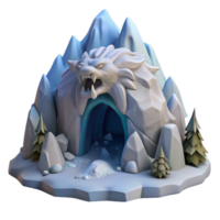 Ice Cave Lion Lair A dynamic depiction of a lion navigating an ice cave, capturing the essence of adventure in a digital world. png