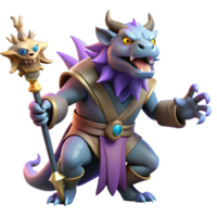 Fantasy Dragon with Staff in a Mystical Setting with Enchanting Atmosphere png