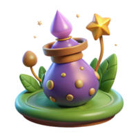 mágico poção garrafa 3d render uma místico 3d representação do uma mágico poção garrafa, capturando Está encantador beleza e mágico elementos. png