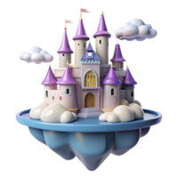 Fairytale Castle in the Clouds A magical scene of a castle navigating the clouds, capturing the essence of enchantment in a digital world. png