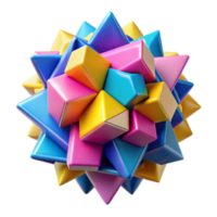 Vibrant 3D Abstract Geometric Shapes Cluster Colorful Cubes and Triangles Render png