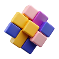 Abstract 3D Render Colorful Cubes Interlocking Puzzle png