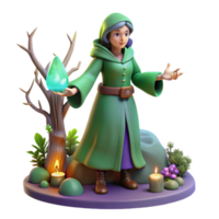 Mystic Green Robe Magic Potion A magical scene of a robe navigating a world of magic potions, capturing the essence of mysticism in a digital world. png