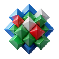 Abstract 3D Rendering Colorful Geometric Shapes Interlocking Cubes Design png