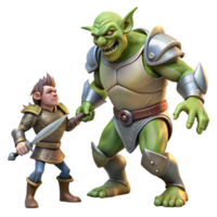 Fantasy Orc vs. Warrior in a Dynamic Three Dimensional Scene of Adventure png