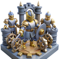 Gear Knights Fantasy Robot Warriors - A dynamic depiction of knights with gear elements capturing the essence of fantasy and advanced technology png