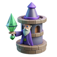 Wizard Tower 3D Render - A detailed 3D render of a wizard tower capturing its architectural beauty and mystical atmosphere png