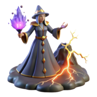 Fantasy Witch with Magic A magical scene of a witch casting spells, capturing the essence of enchantment in a digital realm. png