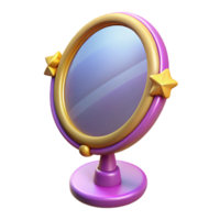 Cute Cartoon Magic Mirror A whimsical 3D render of a cute cartoon magic mirror, capturing the essence of fantasy and playful design. png